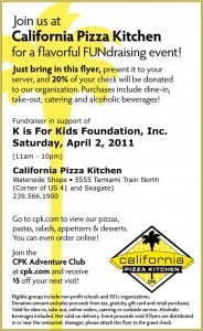 California Pizza Kitchen Flyer