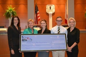 Student leaders of K is for Kids Foundation present a "big check" to Collier County School District officials representing $4,000 in grant monies and new books being donated through the Foundation's literacy and leadership programs. Shown left to right: Traci Kohler, Director, Staff Development, Instructional Technology & Media Services; Beth Thompson, Chief Instructional Officer; Jessica Cederquist, a senior at Barron Collier High School; Patrick Clawson, Jr., a Gulf Coast High School junior; and Rene Pastir, a student at the Lorenzo Walker Institute of Technology. This year the annual shopping spree that K is for Kids hosts for media specialists to select new books for their students will coincide with the 5th Annual "Kids Celebrate Reading" Book Fair at Barnes & Noble at the Waterside Shops in Naples on Saturday, February 23rd sponsored by the Foundation. Media specialists will be interact with young attendees at the book fair to see what books they recommend for their school libraries and reading programs. The event is from noon to 3 p.m. For more information, visit www.kisforkids.org or call 239.596.KIDS (5437).